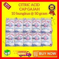 Citric acid cap gajah 10 bungkus x 50gr asam citrun  pemutih pembersih pakaian