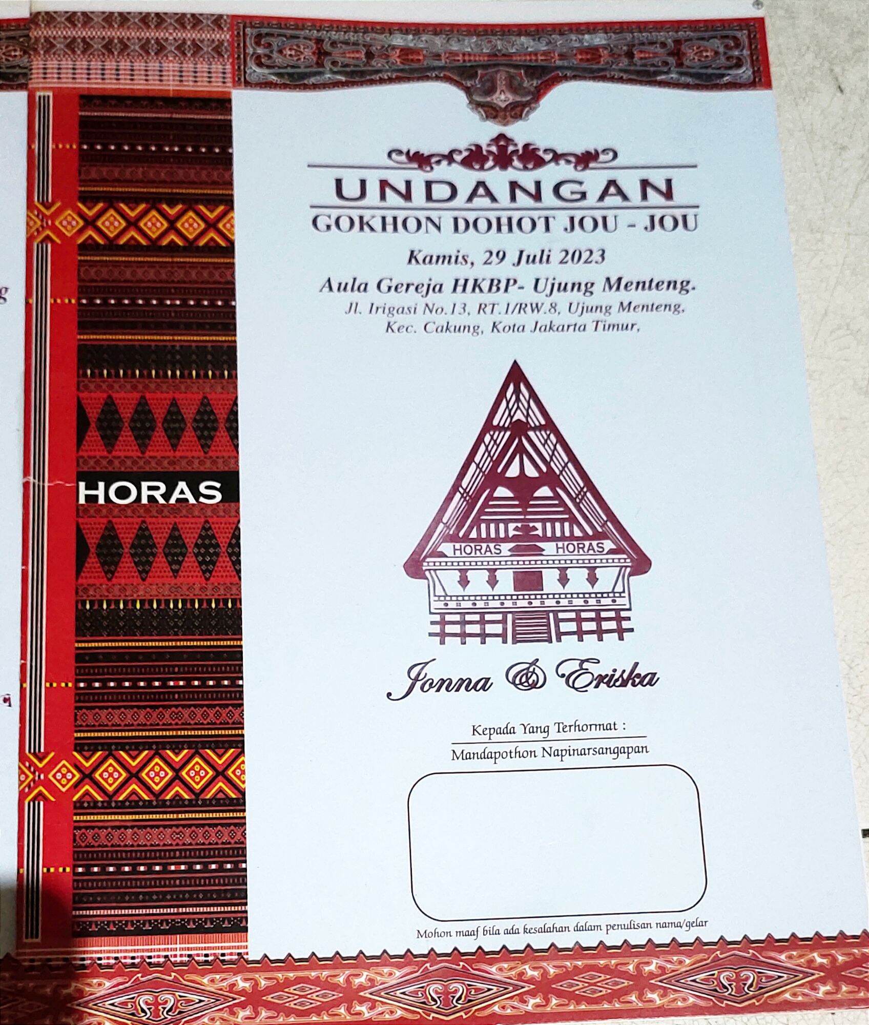 Cetak Undangan Pernikahan Adat Batak kekinian sederhana cantik | Lazada