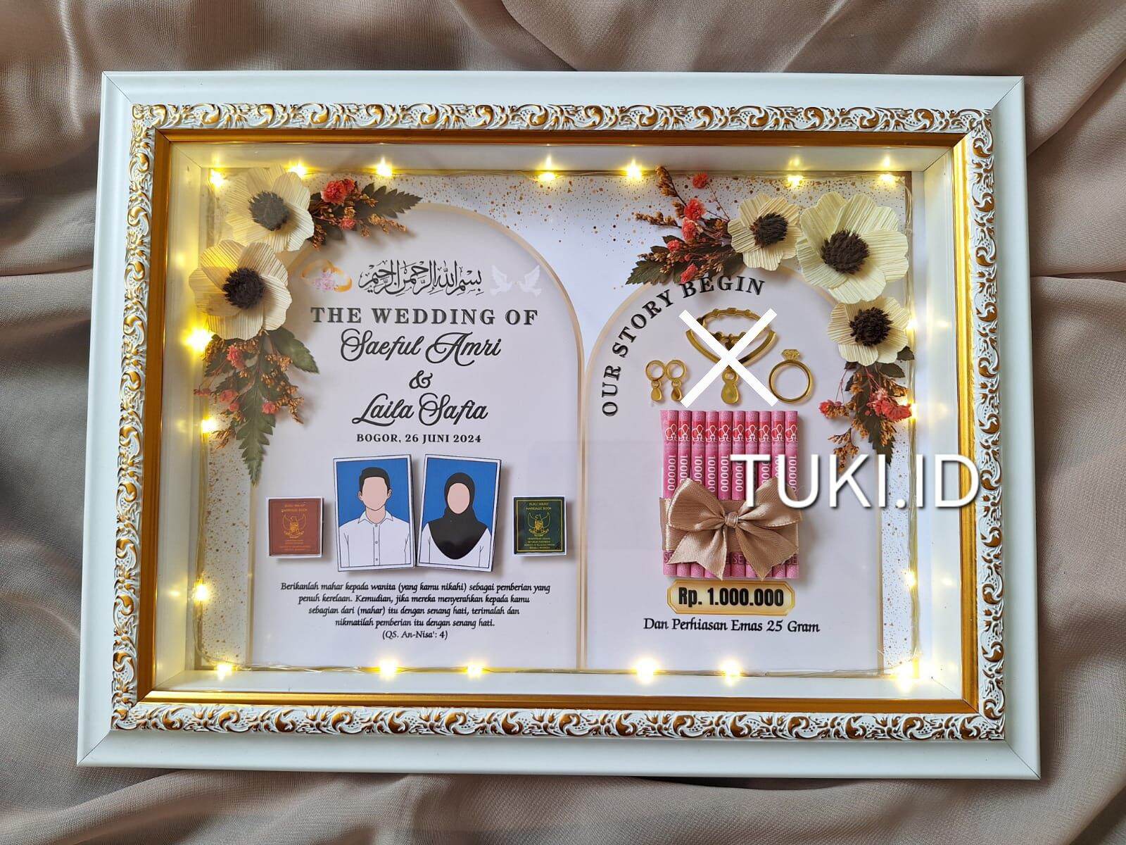 BINGKAI MAHAR 3D CUSTOM / FRAME 3D LIST GOLD / FRAME MAHAR RUSTIC / HANTARAN PERNIKAHAN / SEHARI BERES