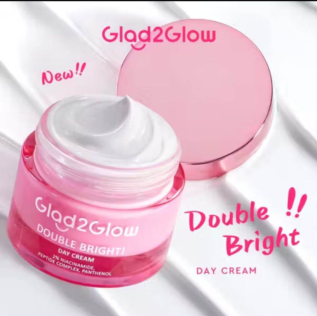 Glad2Glow Double Bright Day Cream 30g & Tone Up Brightening Day Cream 30g Bright Up Krim Tinted M...