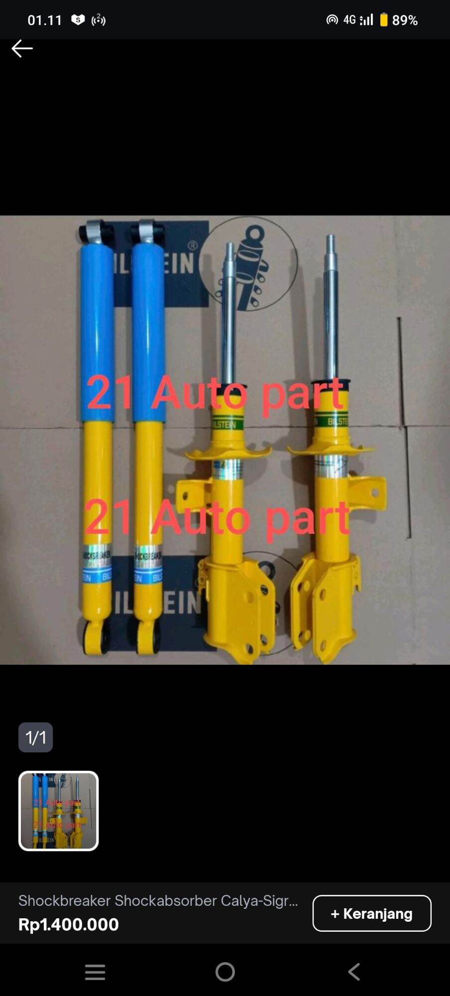 Shockbreaker Toyota Calya Sigra depan belakang merek Bilstein B6 Harga 1,250,000 rupiah*Gratis Ongkir