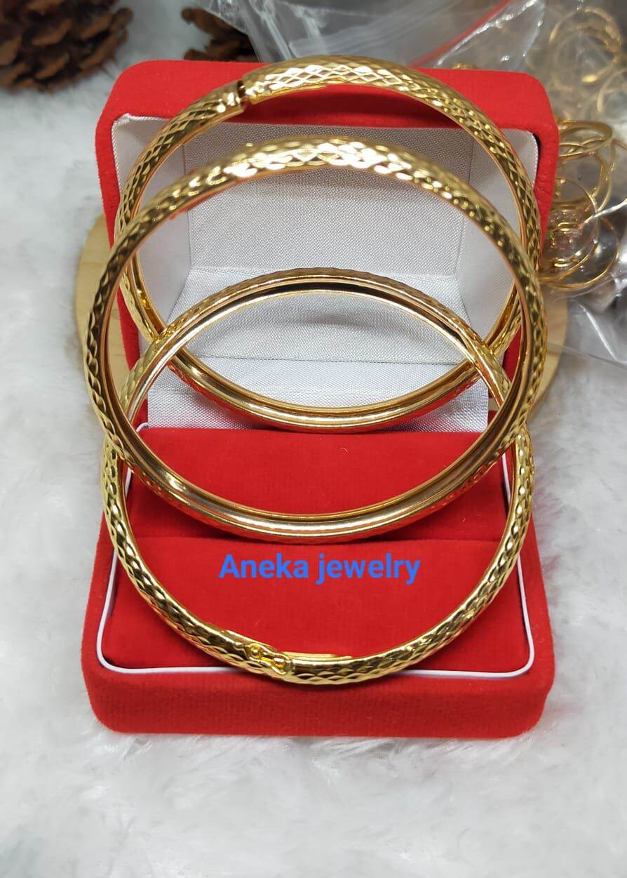 Gelang bangkok ukir, Perak 925, Sepuh Emas Kuning
