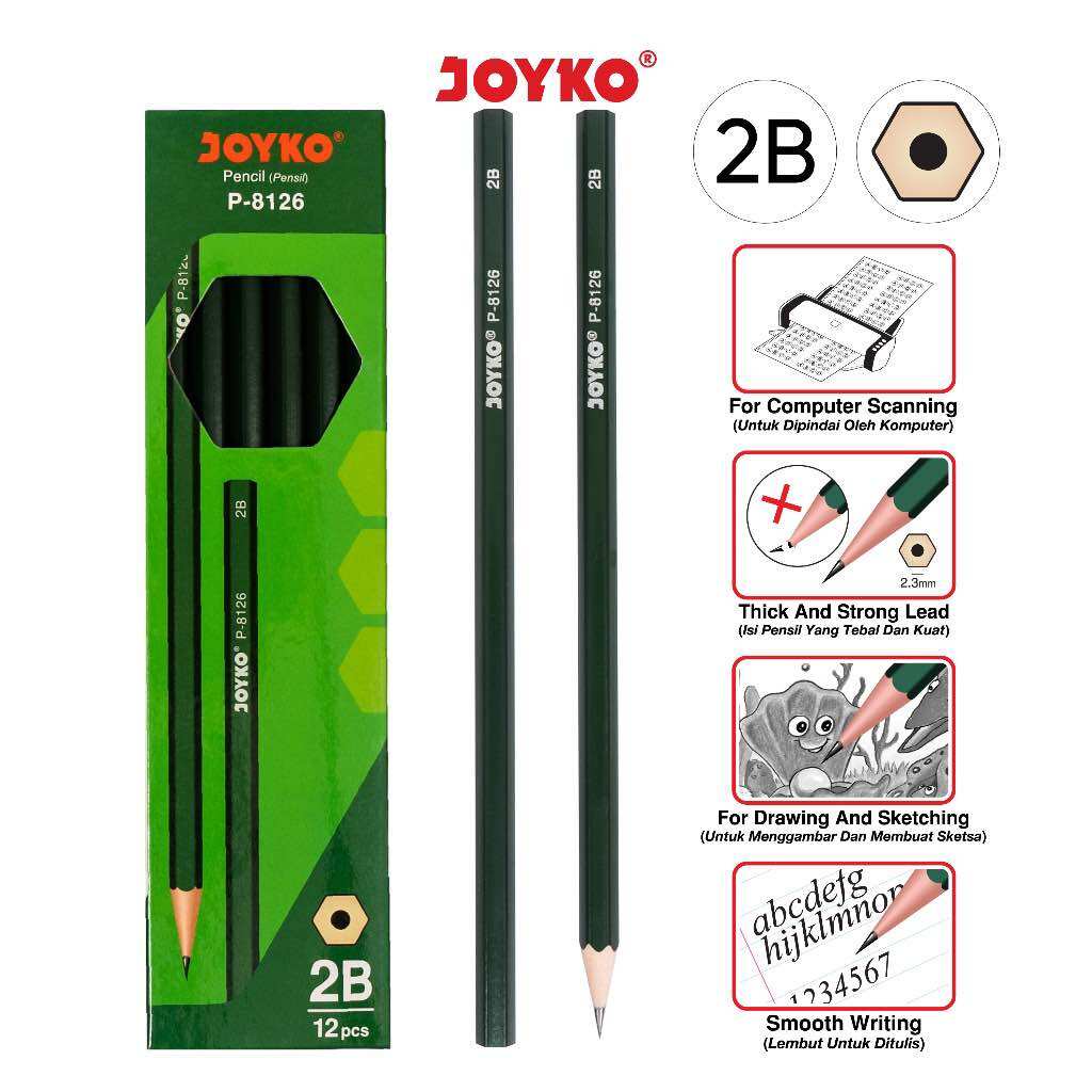 Pensil Pencil Joyko P-8126 2B 1 Box 12 Pcs