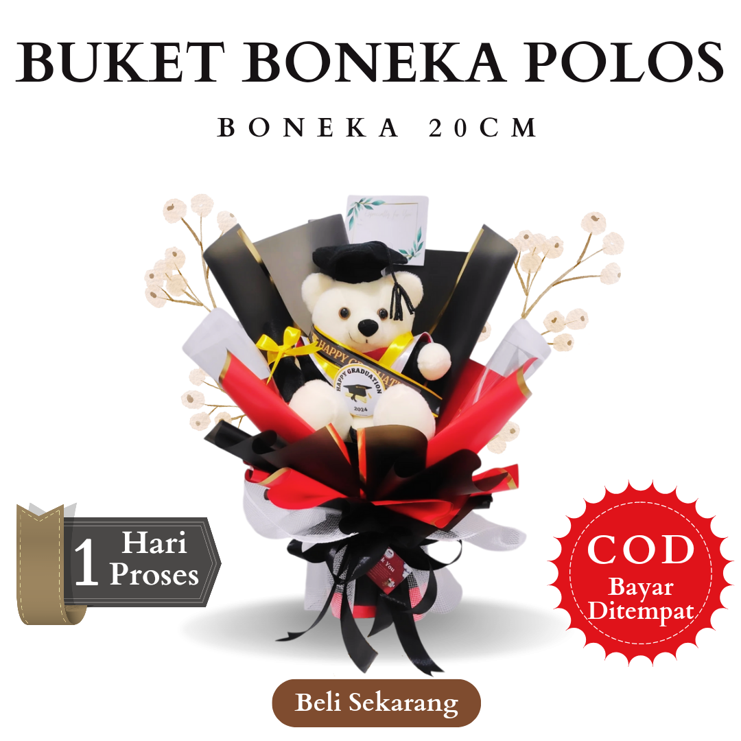 Buket Wisuda Bisa Custom Nama | Buket Boneka Beruang Polos - Our Stuff Indonesia