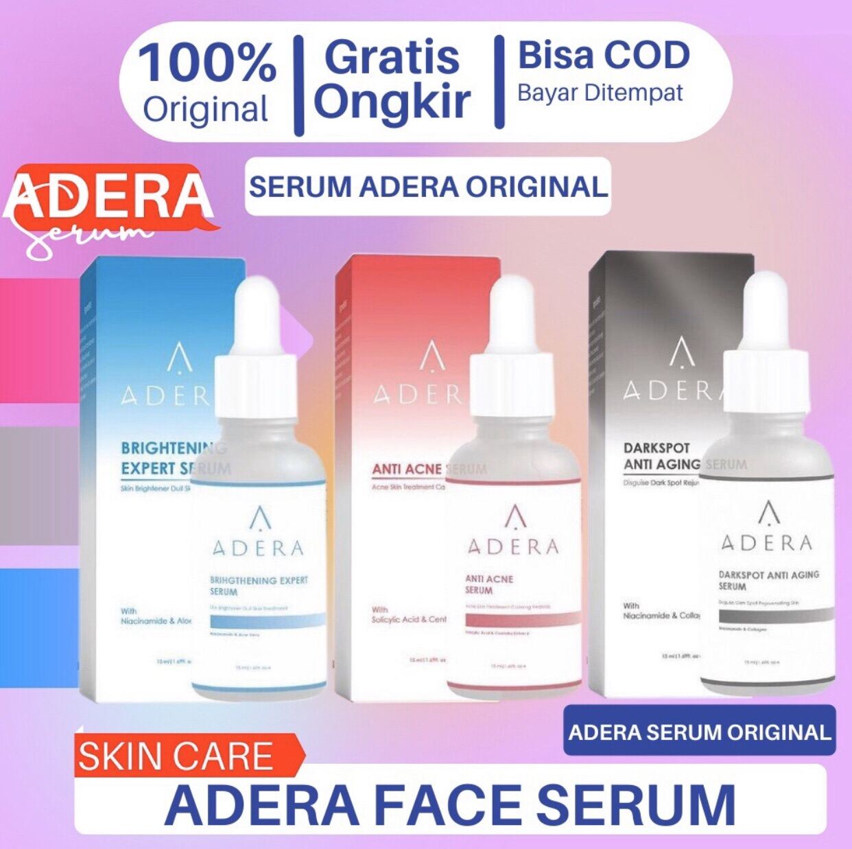 ADERA FACE SERUM / SERUM ADERA FACE SERUM ORIGINAL WAJAH ORI UNTUK FLEK ...