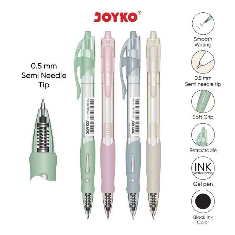 ( 1 PACK ) Gel Pen GP-265AN Q4 PASTEL Gel Pulpen Pena Joyko 0.5 mm 1 PACK ISI 12 BIJI