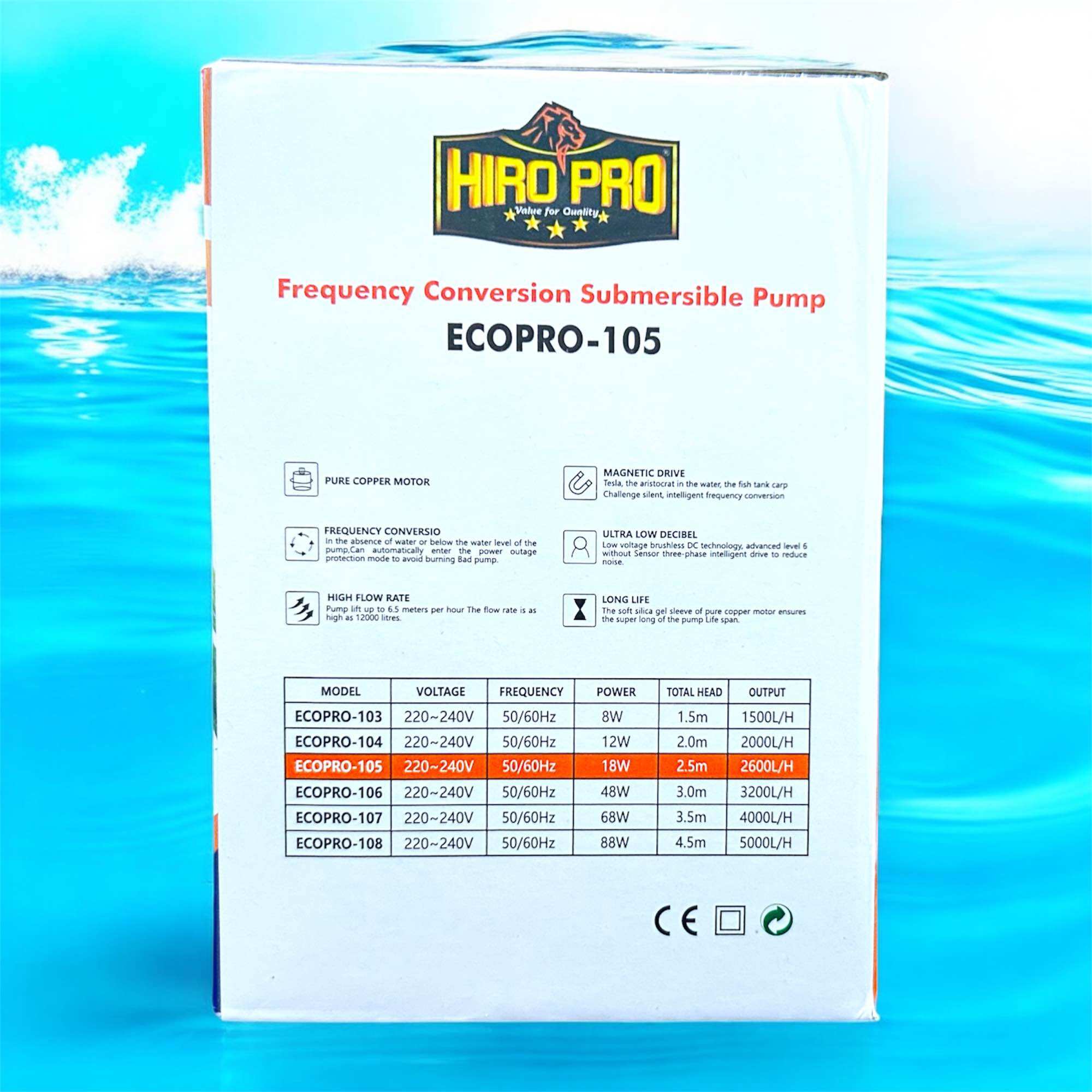 HIRO PRO ECO 105 POMPA KOLAM AQUARIUM CONVERSION SUBMERSIBLE PUMP