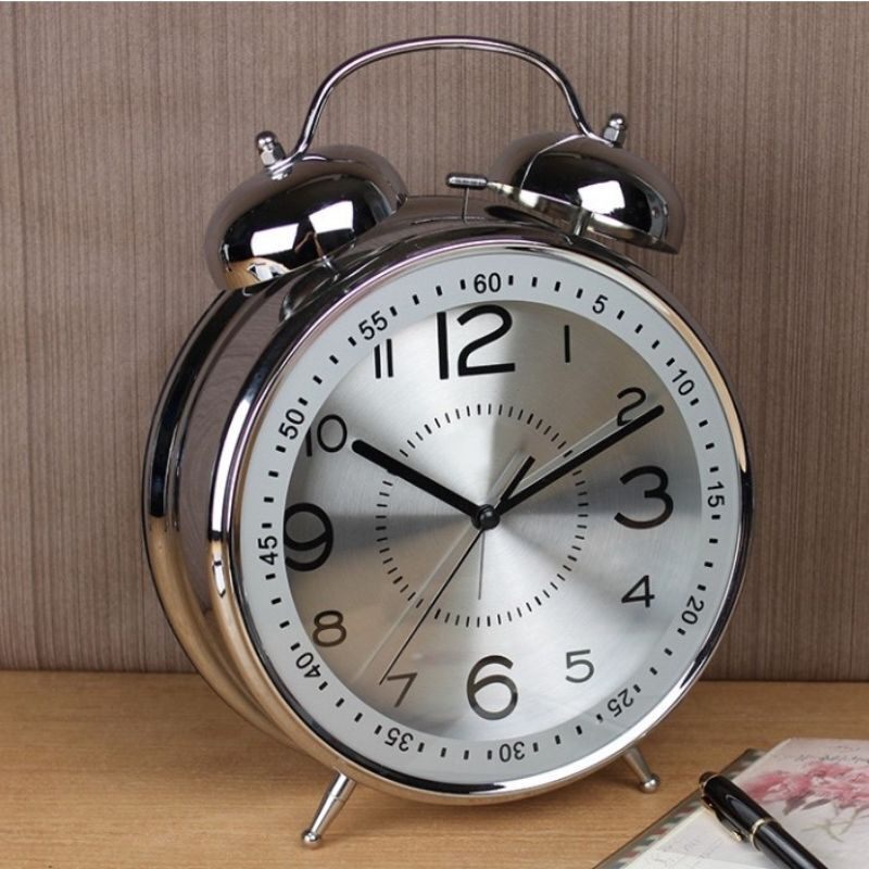 large size metal silver alarm clock/loud sound alarm clock Kring