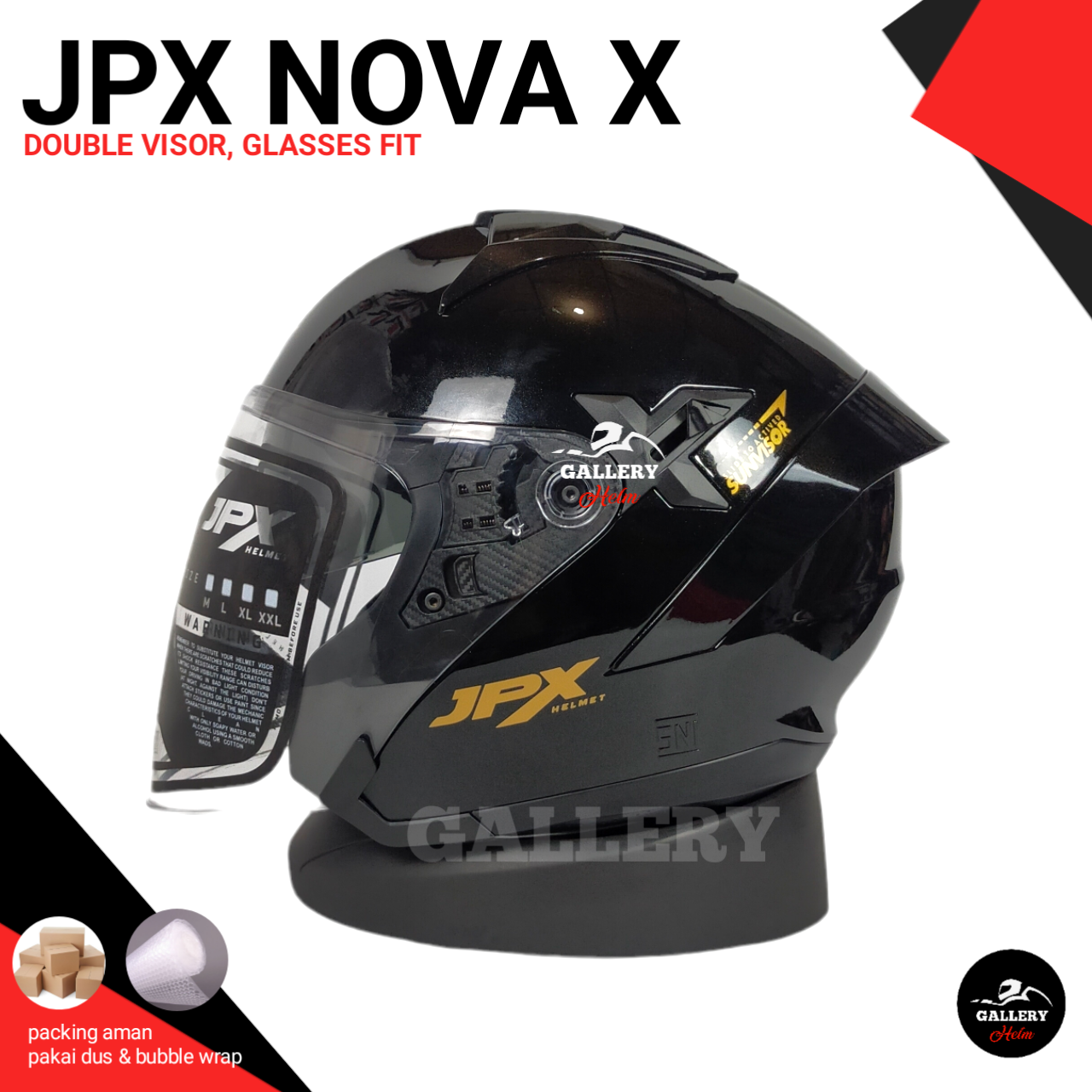 HELM JPX NOVA X SOLID BLACK GLOSSY HELM JPX HALF FACE Lazada Indonesia