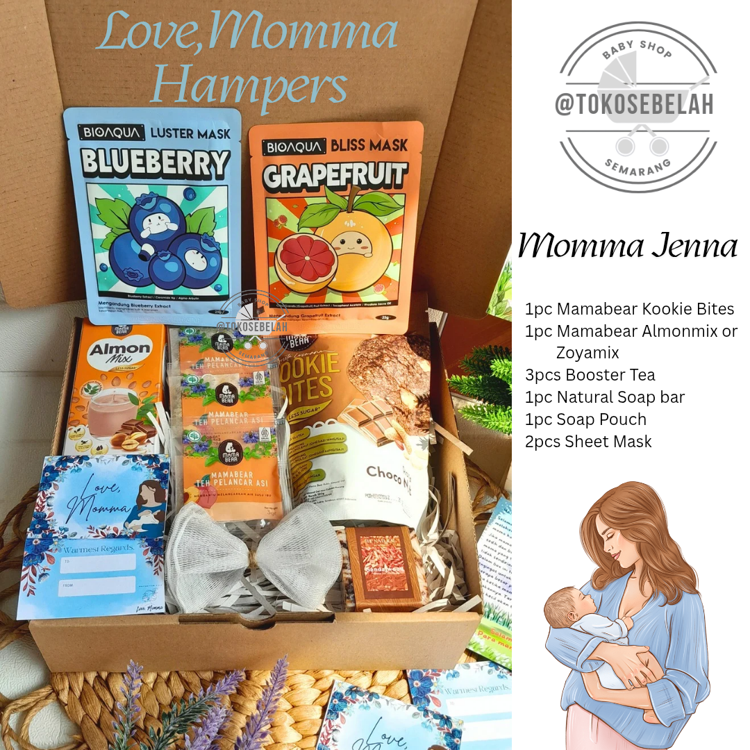 Store next door baby shop-hampers mama Jenna gift set gift gift mother giving birth to baby newborn mamababear almonmix almond milk cookies teh pelancar ASI