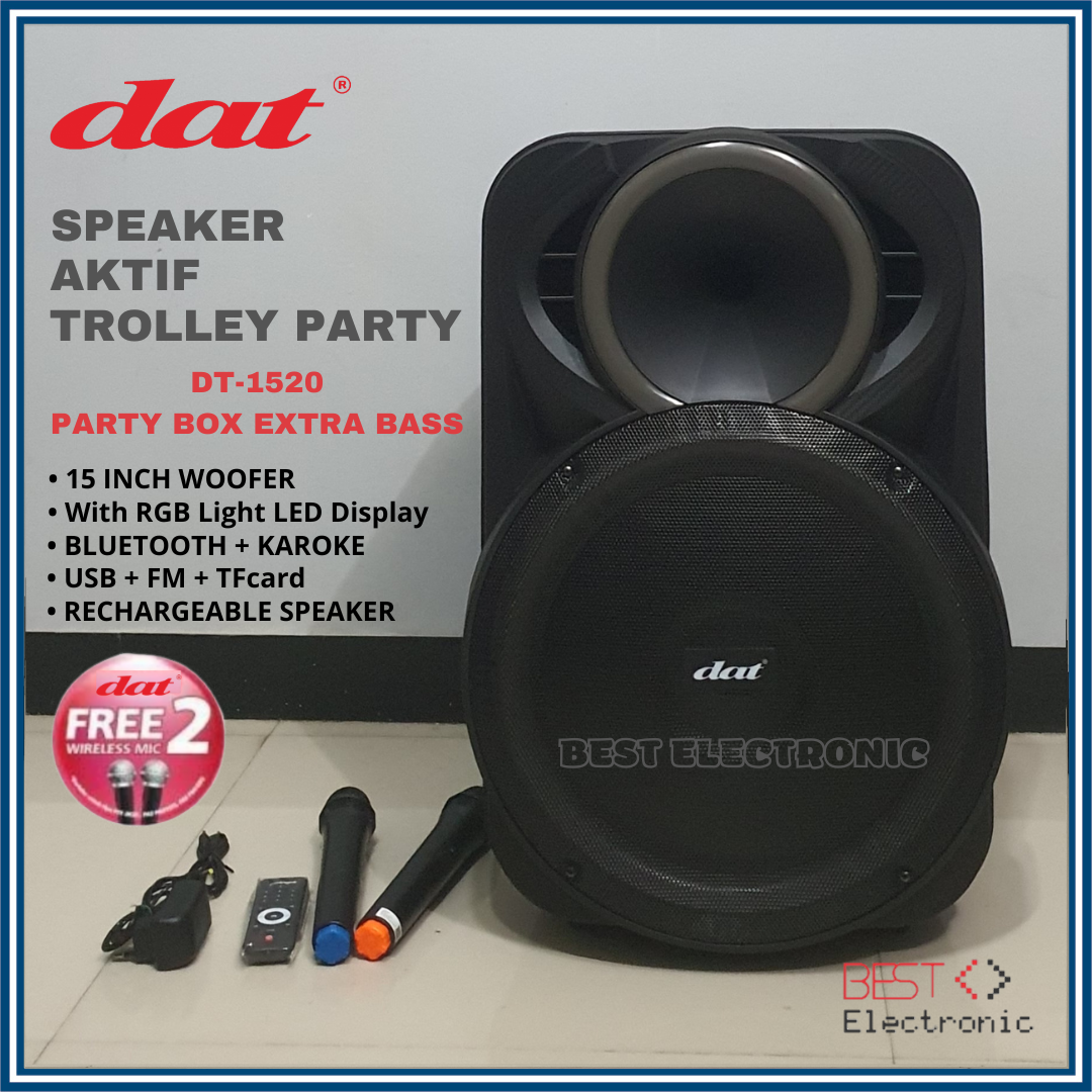 SPEAKER AKTIF TROLLEY 15 INCH DAT DT 1520 DT1520 DT-1520 BLUETOOTH PARTY  BOX PROFESSIONAL