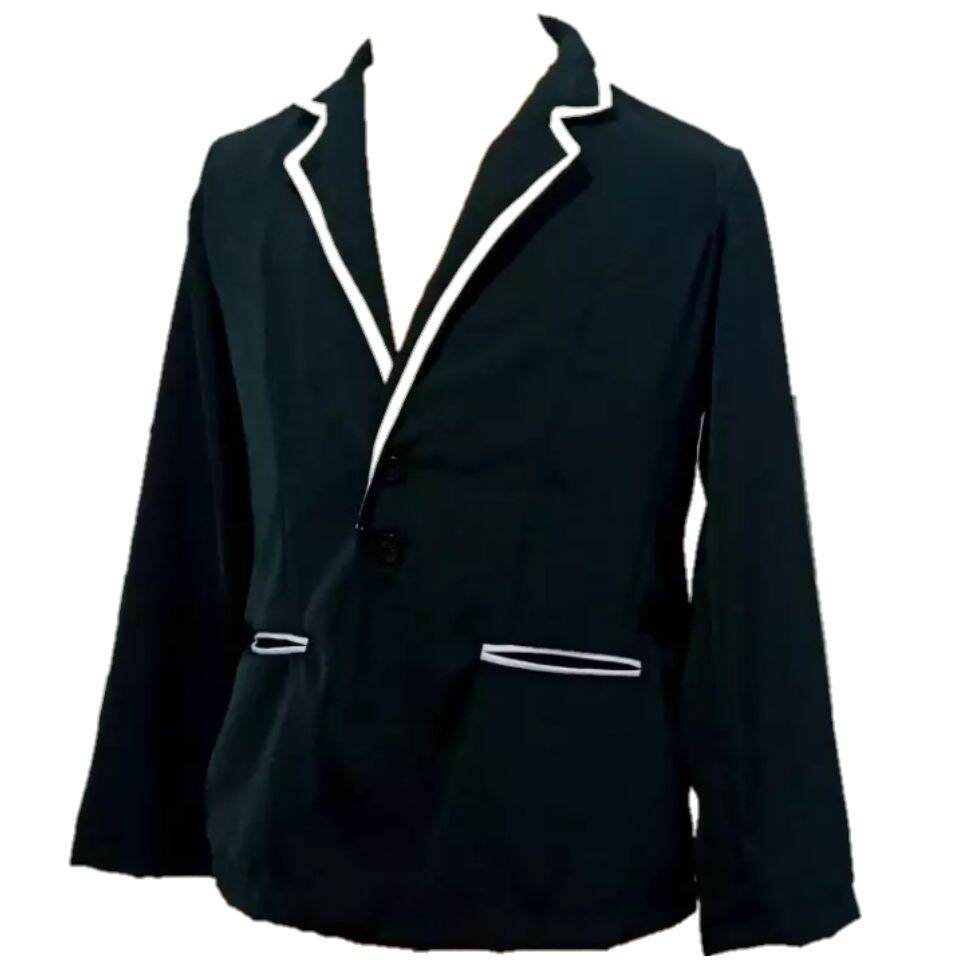 Jas Almamater Pria Wanita Hitam Lis Putih / Jas Hitam Lis Putih