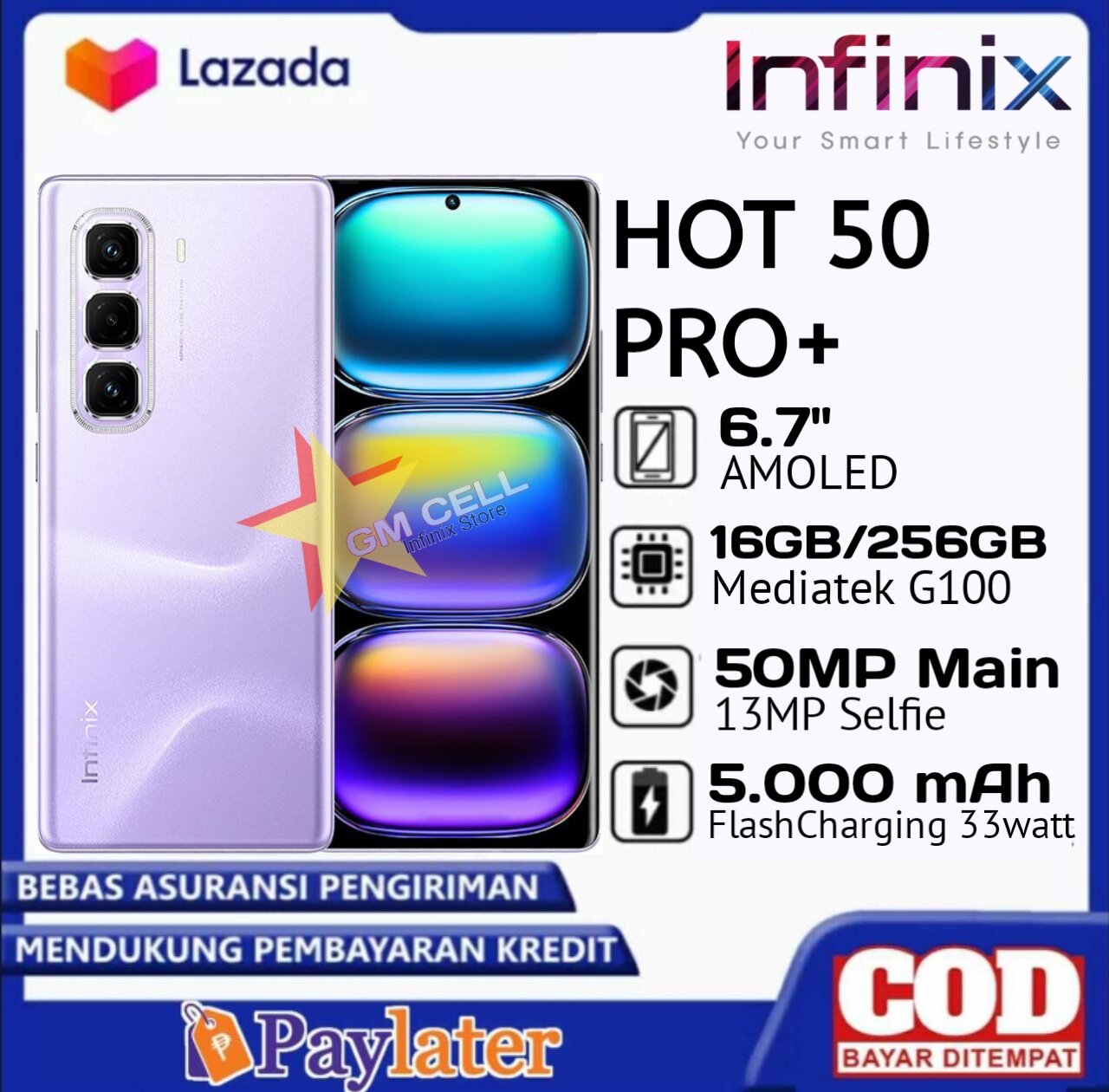 infinix Hot 50 PRO PLUS Ram 16+256 AMOLED 6,7 INCH Main Camera 50MP.BARU Segel pabrik. Harga  1,950,000 Ringgit*Penghantaran Percuma