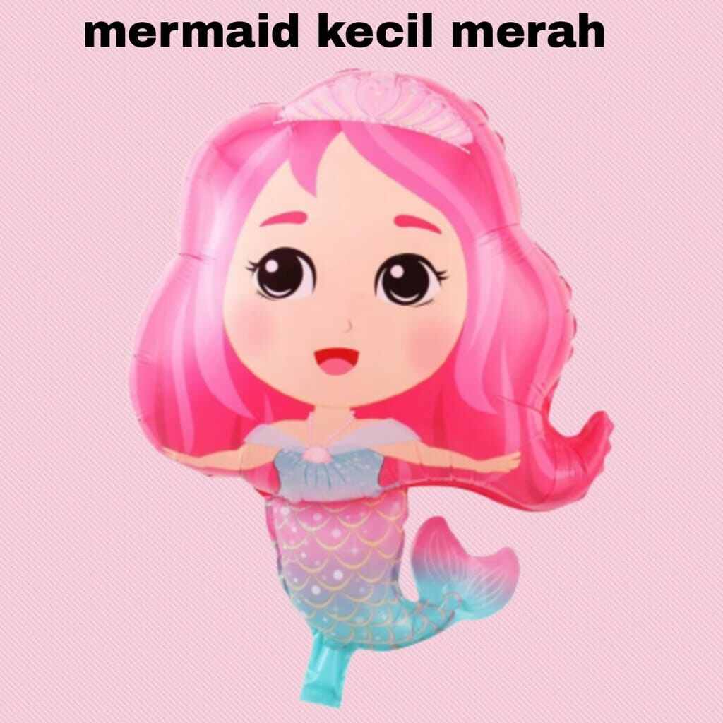 1pack Mermaid Kecil Merah (balon GAS/FOIL/TERBANG/KARAKTER )