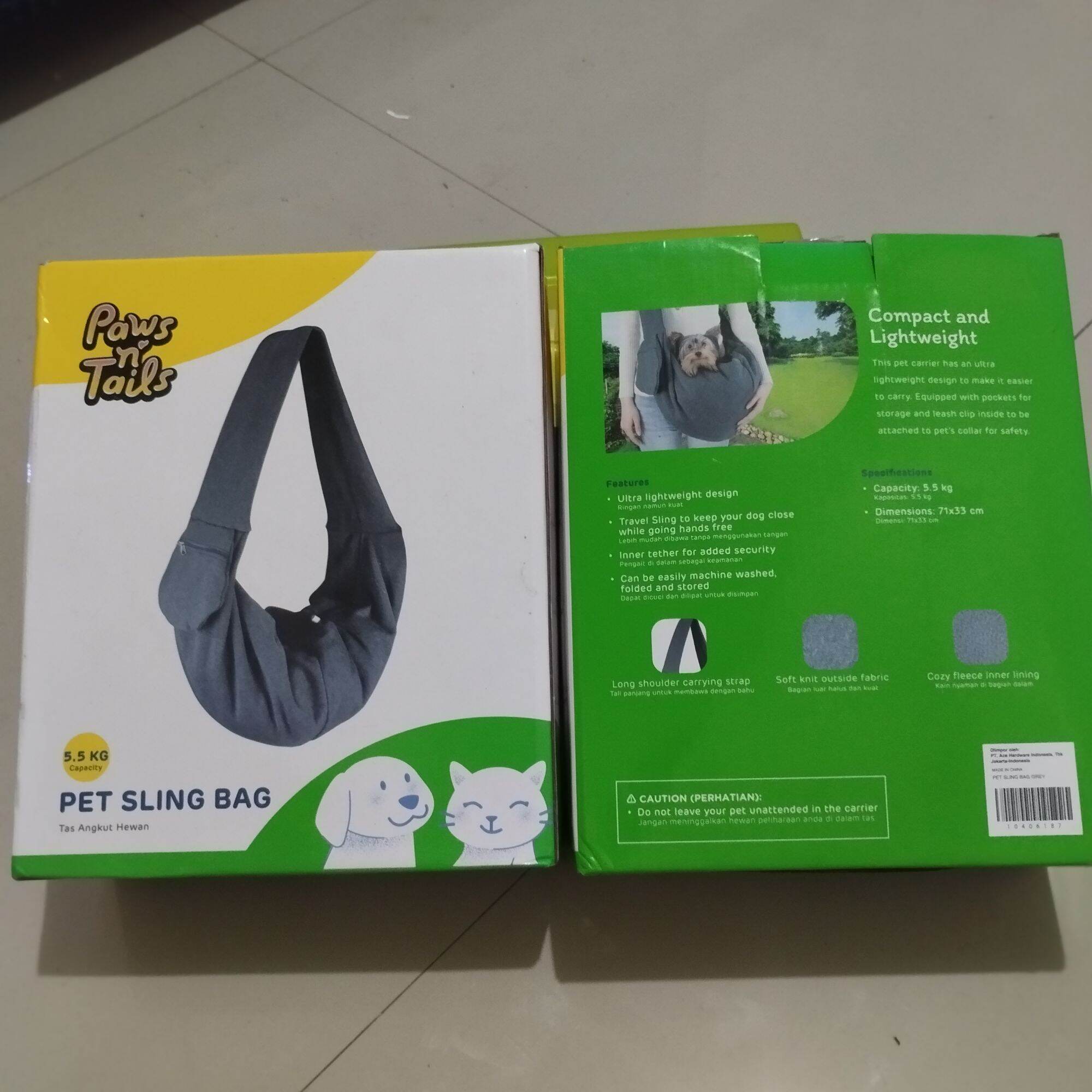 Paws N Tails Travel Pet Carrier Pet Sling Bag Tas Pembawa