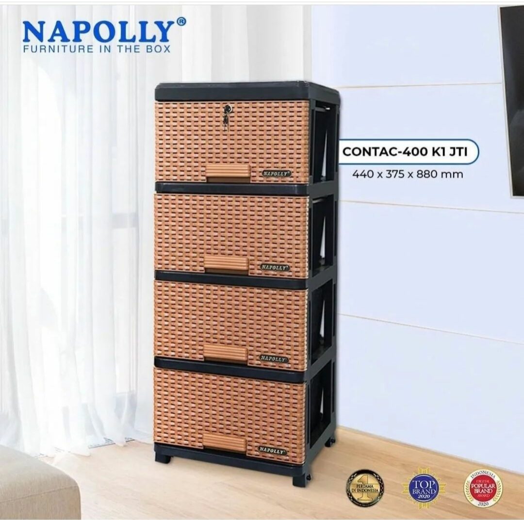 Lemari Susun Napoly/ Lemari Pakaian/ Lemari Plastik Susun 4/ Laci