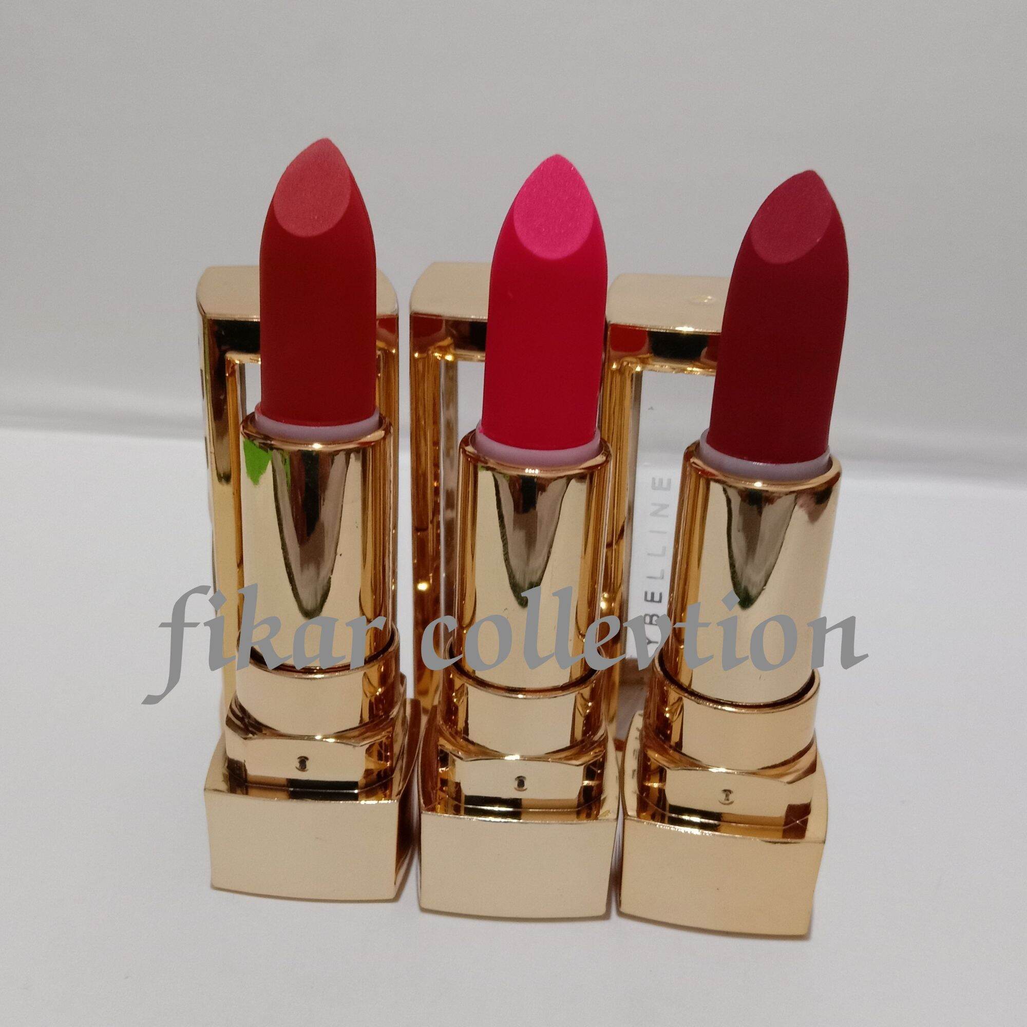3pcs lipstik gold mewah reflon/maybelline.warna mix