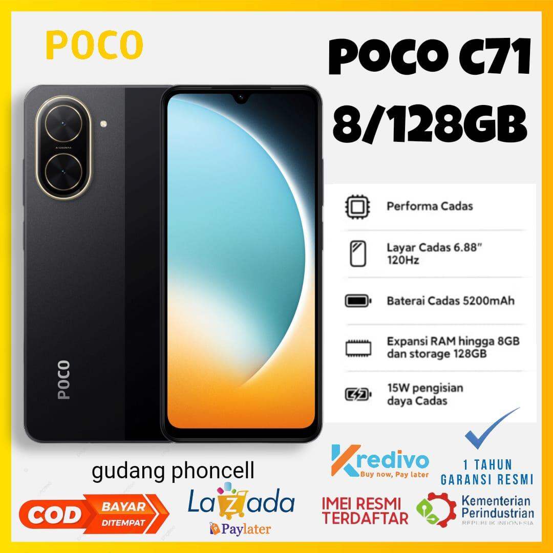 Poco C71 8+128 Gb 32Mp Camera 5200 Mah Battery Unisog T7250 1 Year Official Warranty Harga 1,295,000 rupiah*Gratis Ongkir