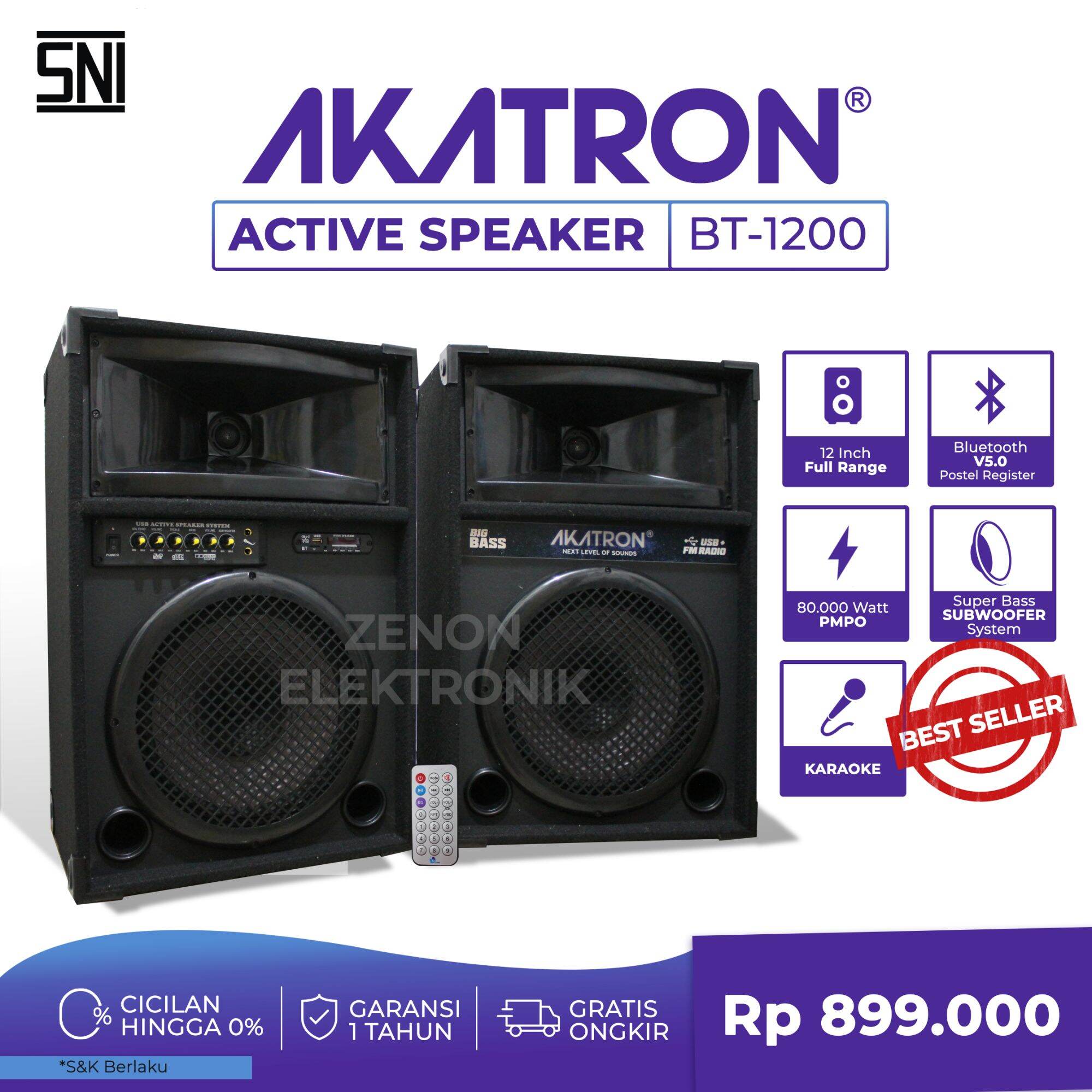 SPEAKER AKTIF BLUETOOTH 12 INCH AKATRON KARAOKE SUPER BASS SUBWOOFER
