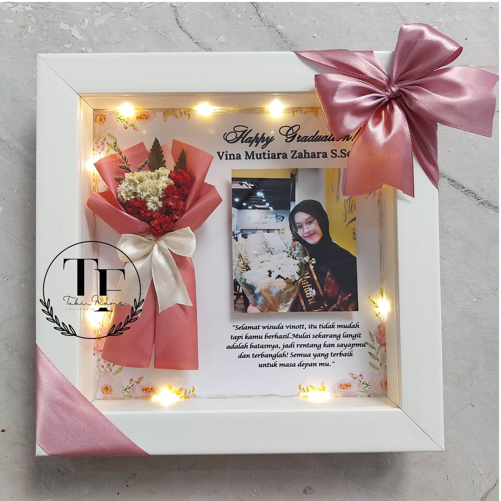 Bingkai 3D Rustic | Flowers Frame 3D 25x25 | Hadiah Wisuda, pernikahan, Ulang Tahun, Dll. 1 Hari Beres