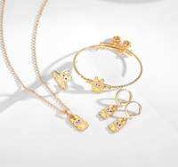 VICTORIA Set Anak Anak Kalung Rantai Titanium Berlapis Emas Coulomi Gelang Lonceng