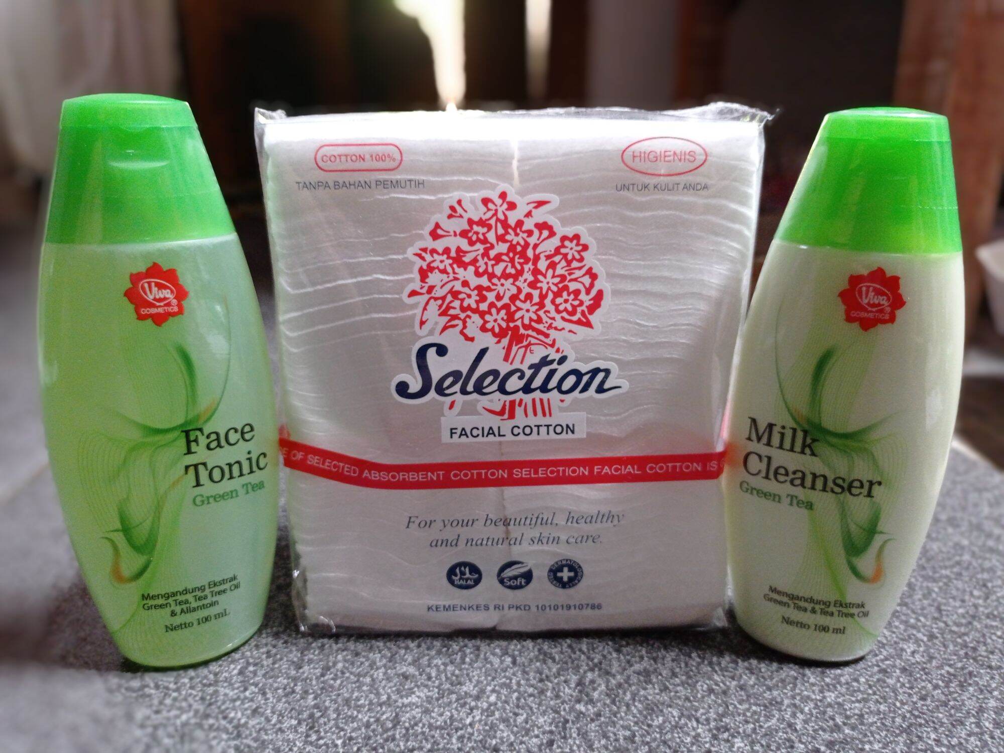 Viva Paket 3 In 1 Pembersih Wajah (Milk Cleanser - Toner - Kapas (*kapas merk sesuai yg ready tidak terpaku oleh gambar)). 