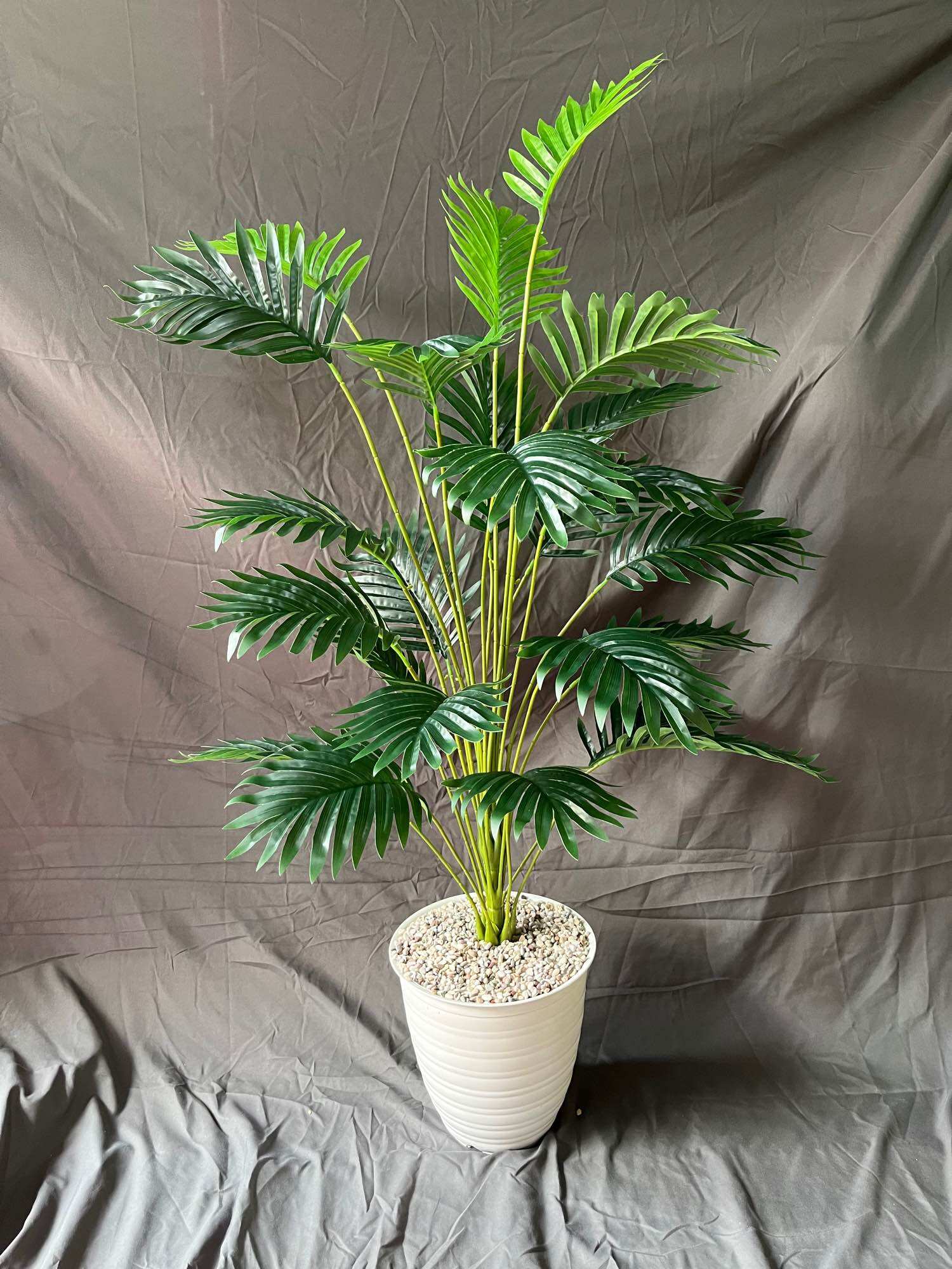 Pohon palem latex artifisial cabang 24daun jumbo latex + pot pirus โ palem sudut