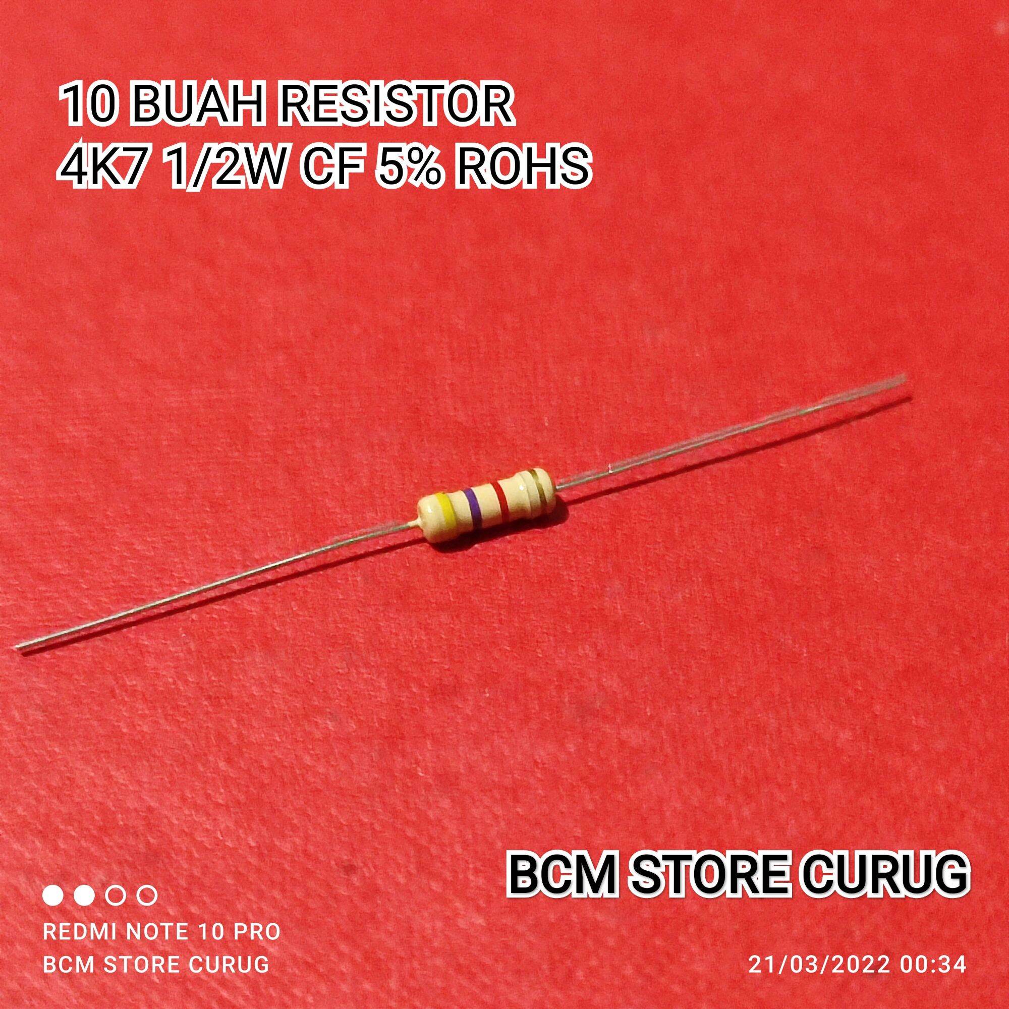 10 BUAH RESISTOR 4K7 1/2W CF 5% ROHS | Lazada Indonesia