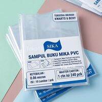 Sika Sampul Buku Mika PVC Transparan 0.06 mikron 10 lembar per paket untuk buku dan dokumen.