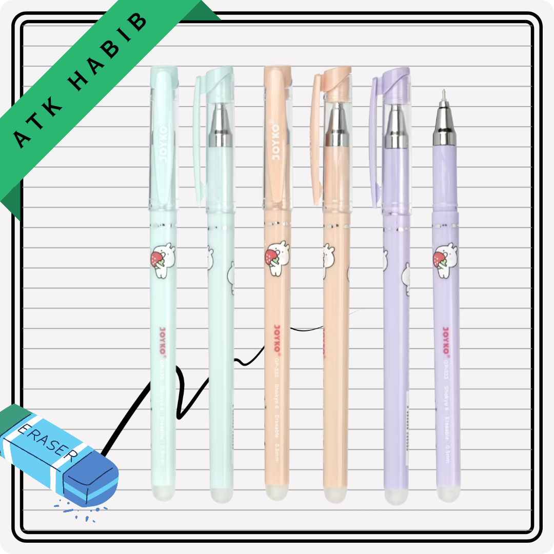 Pulpen Joyko 333 Erasable Gel Pen Pulpen Bisa Dihapus