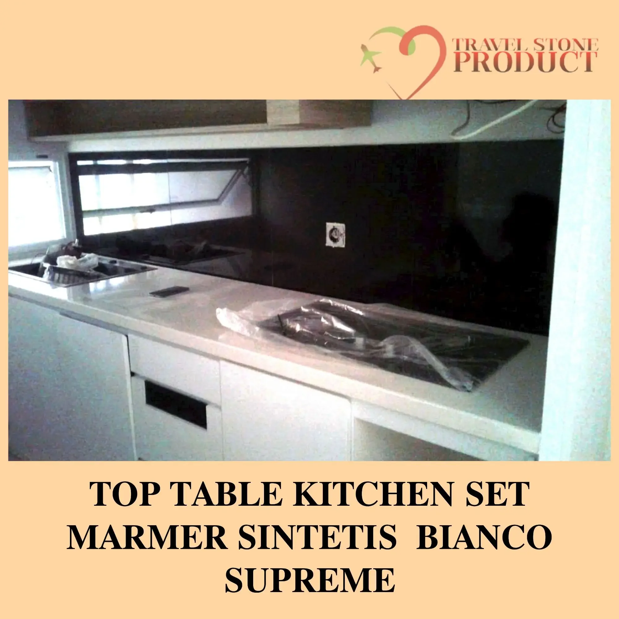 Top table kitchen set marmer sintetis bianco supreme
