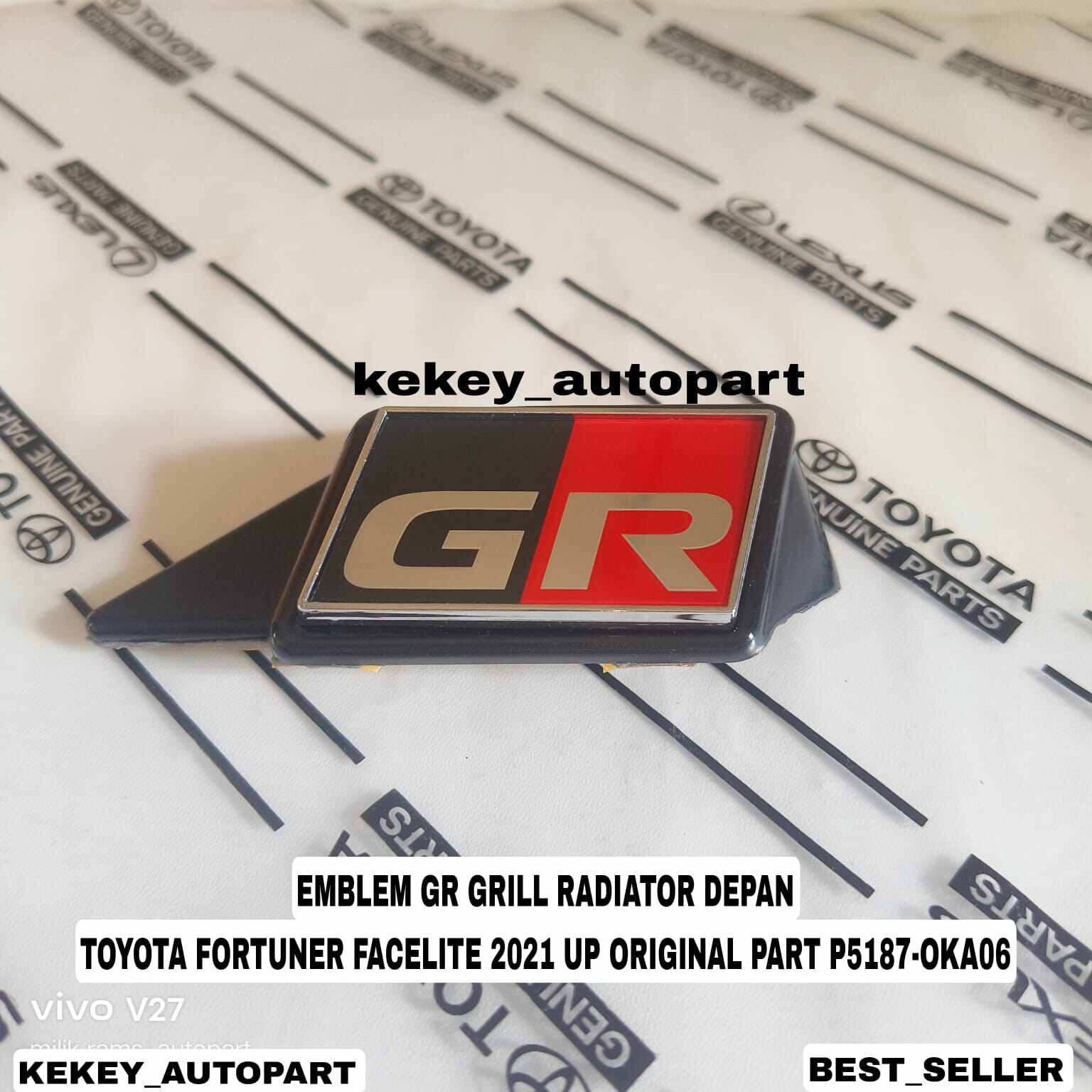 Emblem Logo GR Grill Radiator Depan Toyota Fortuner Facelift Original Part P5187 OKA07 Harga 180,000 rupiah*Gratis Ongkir