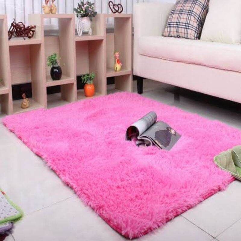 KARPET BULU RASFUR UK 100x165 serbaguna Warna Pink