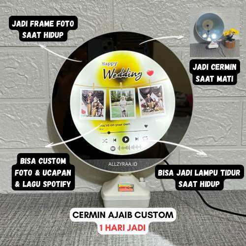 CERMIN AJAIB 3 in 1+ FREE CUSTOM FOTO DAN LAMPU TIDUR AESTHETIC MURAH CERMIN MAGIC KACA GIFT KUSTOM ULTAH KADO ANNIV