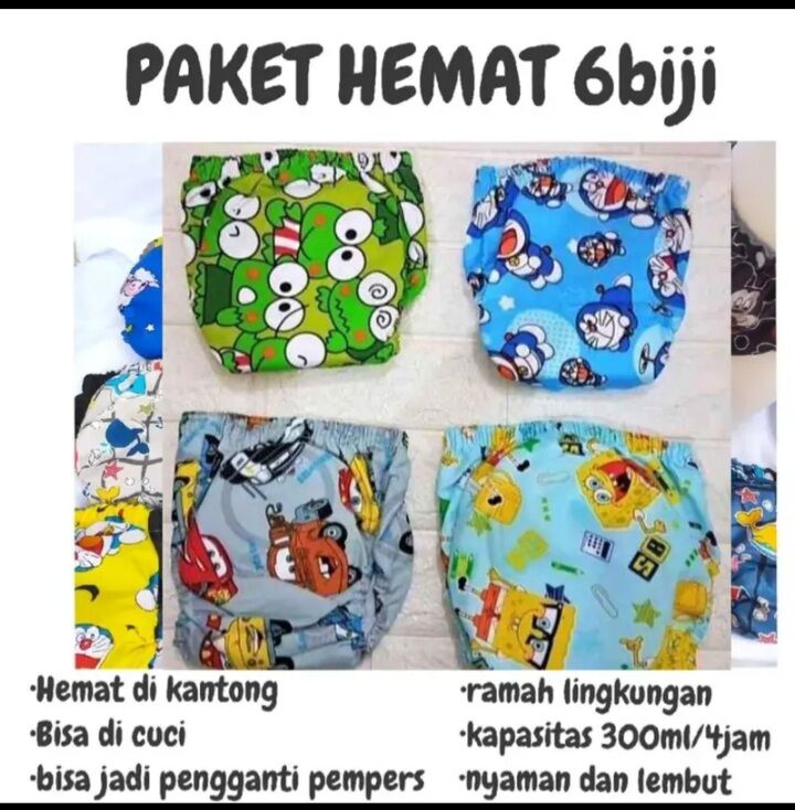 paket isi 6pcs clodi bayi cuci ulang / clody popok kain