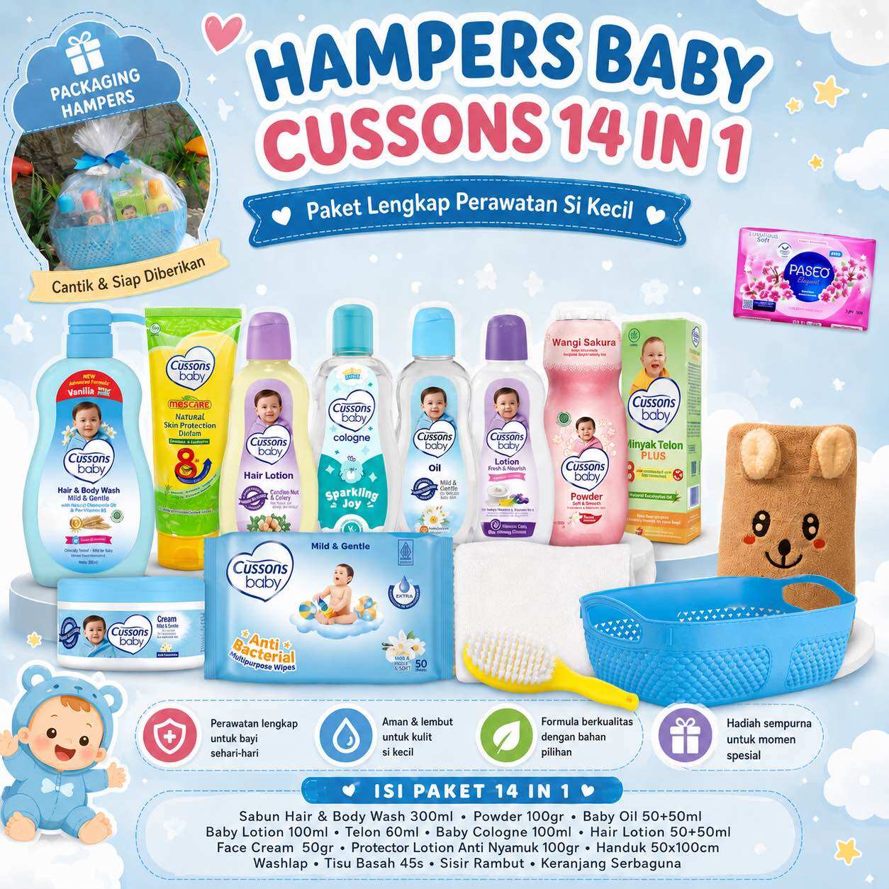 Hampers Cussons Baby 14 in 1 | Complete Package for Preparation for Birth | Newborn Baby hadiah