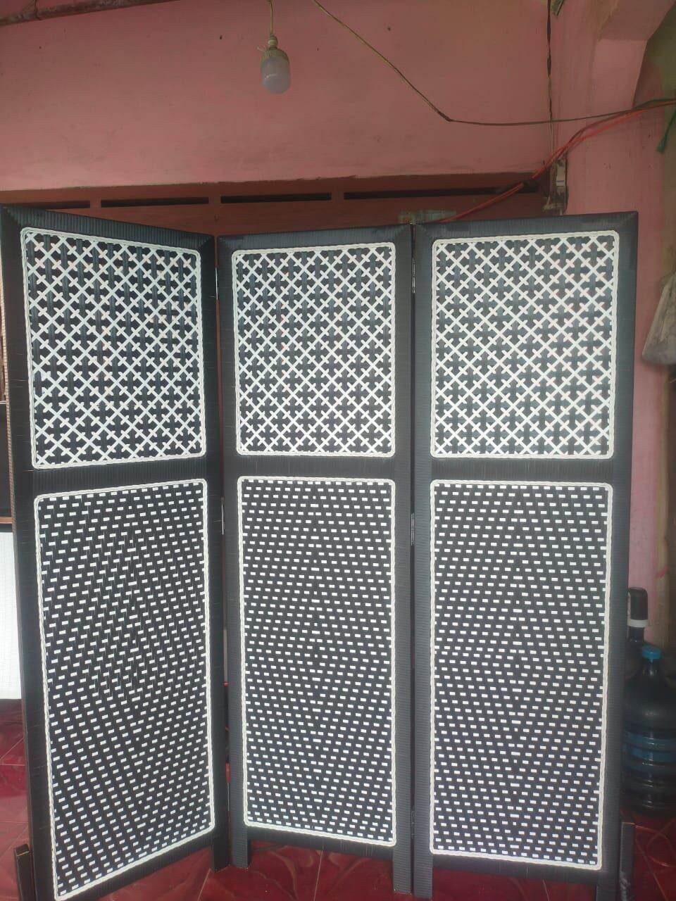 (READY STOK) partisi pembatas ruangan sketsel rotan sintetis tinggi 170cm