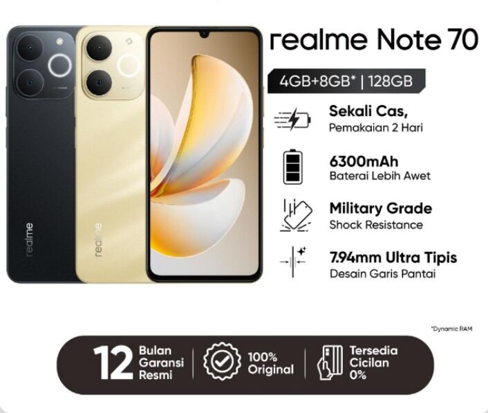 Realme Note 70 Ram 4/128 Gb Original Official Guarantee Harga  1,499,000 Ringgit*Penghantaran Percuma