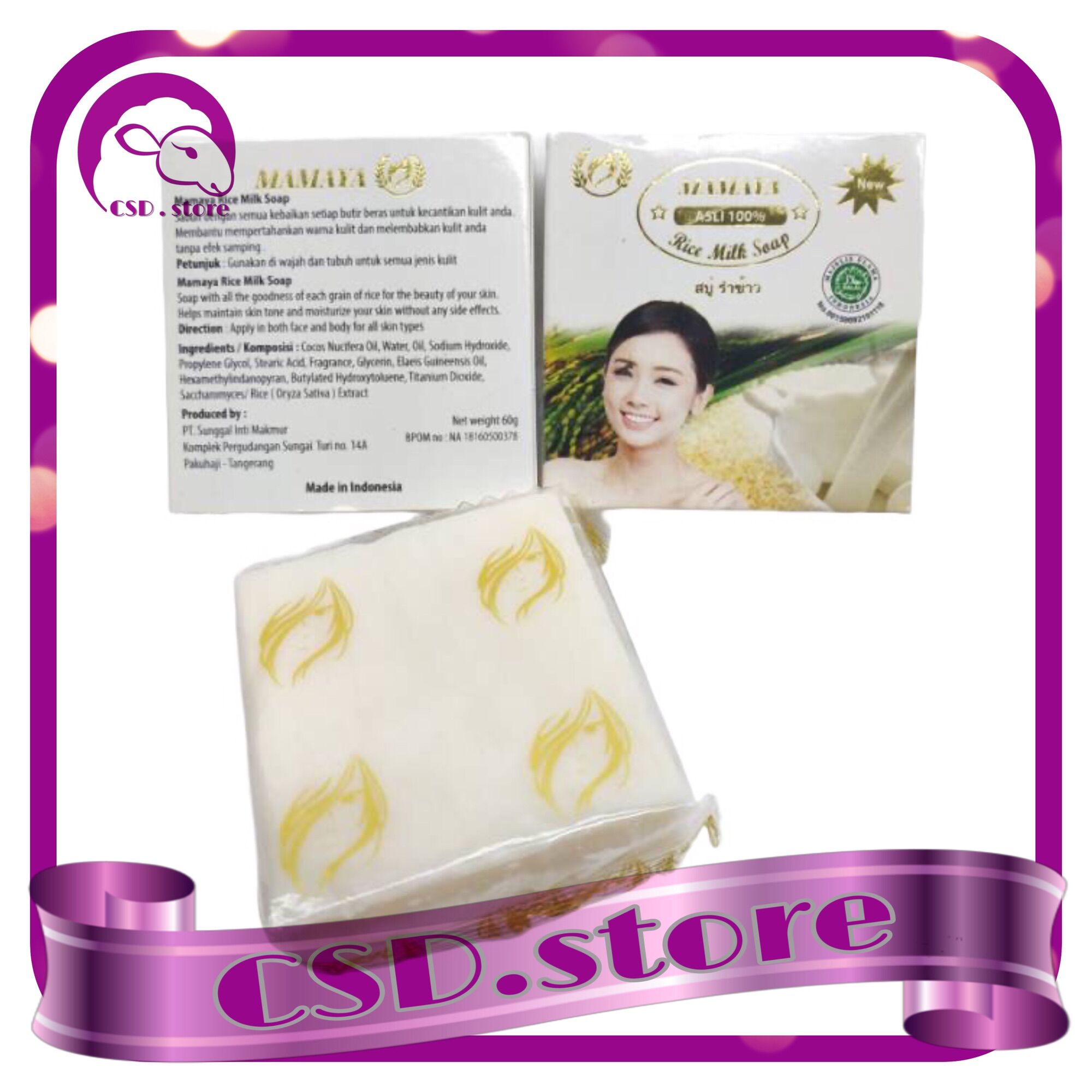 [BPOM] SABUN BERAS BY MAMAYA / RICE MILK SOAP 60gr Lazada Indonesia