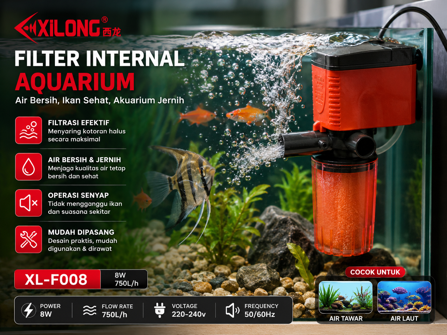 XILONG XL F008 POMPA AQUARIUM INTERNAL FILTER
