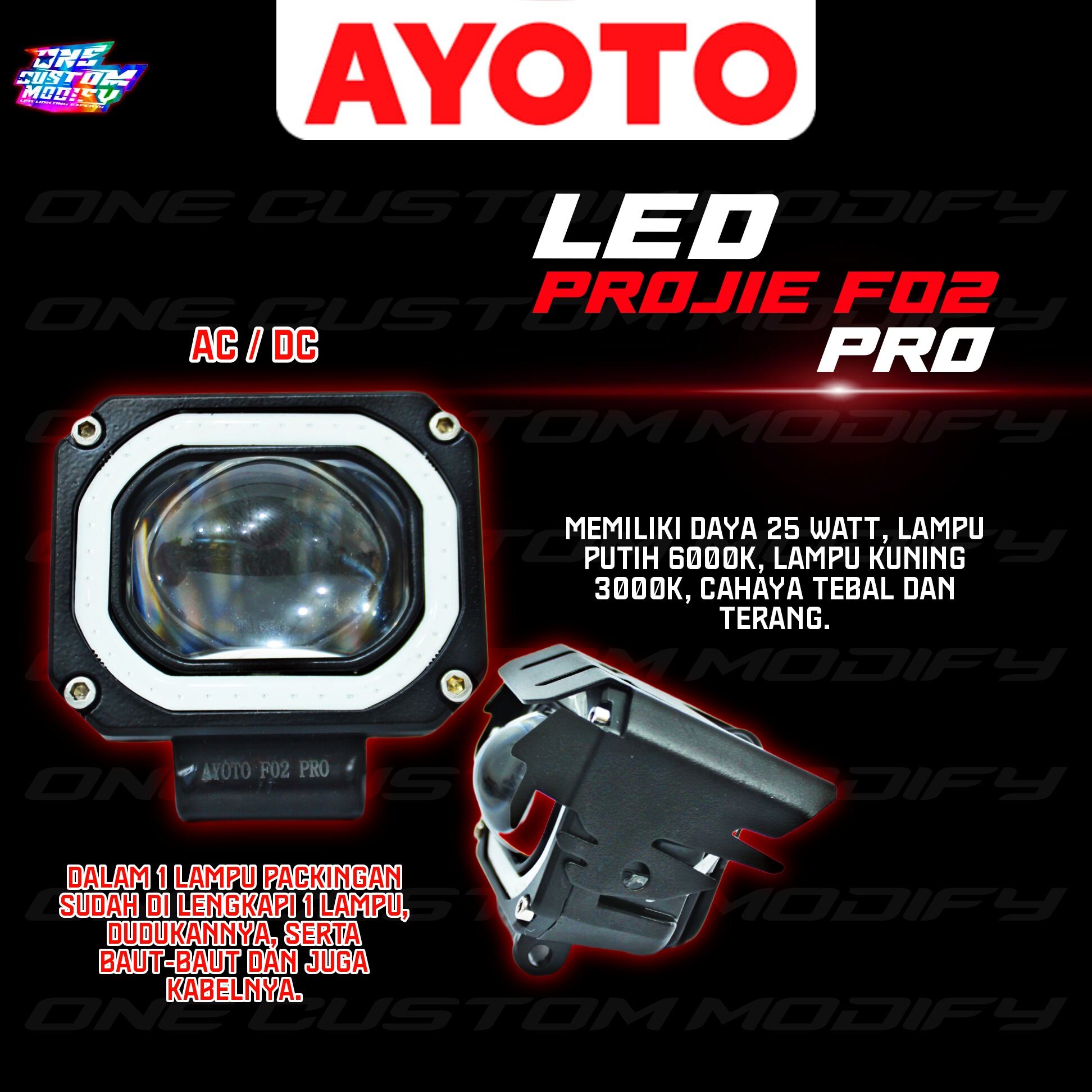 LAMPU TEMBAK LED LASER LUMINOS Q9 3 MATA 2 WARNA HI LOW PUTIH