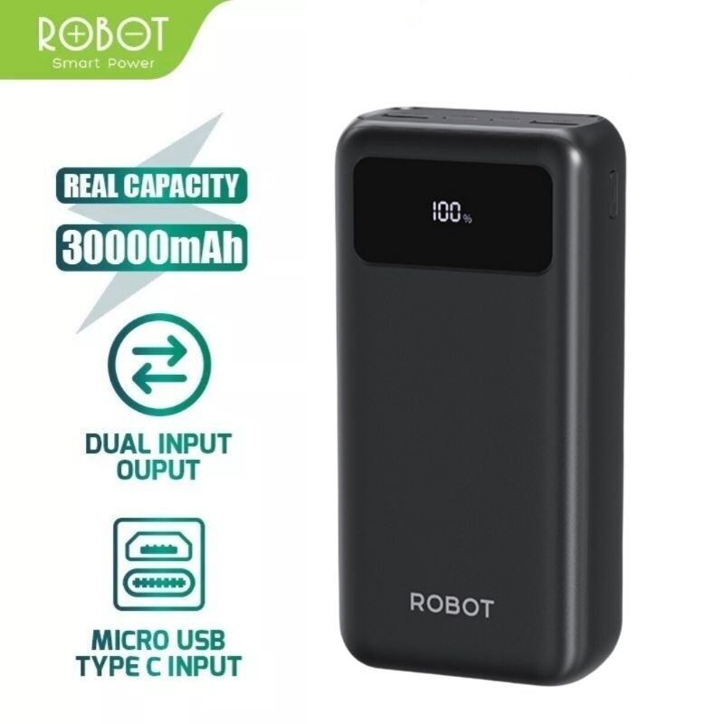 ROBOT RT32 Powerbank 30000mAH 22.5W Quick Charge Dual Input 3 Output Harga 329,999 rupiah*Gratis Ongkir