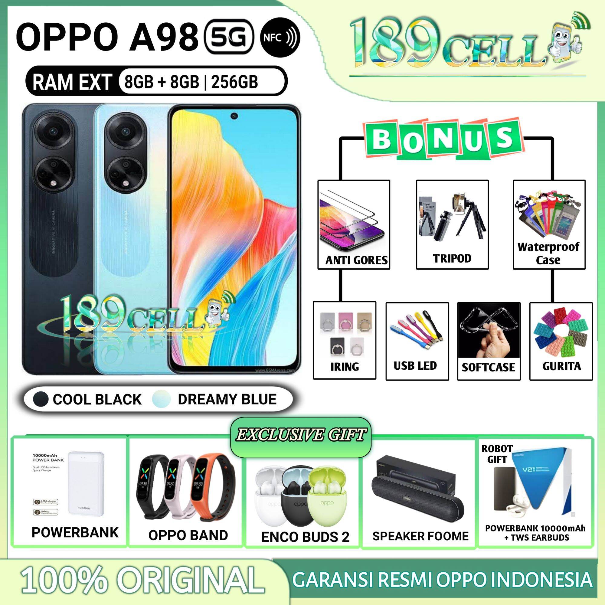 OPPO A98 5G NFC RAM 8/256 | OPPO A 98 5G NFC 8/256 GARANSI RESMI Giá 2,099,900 Đồng*Miễn phí vận chuyển