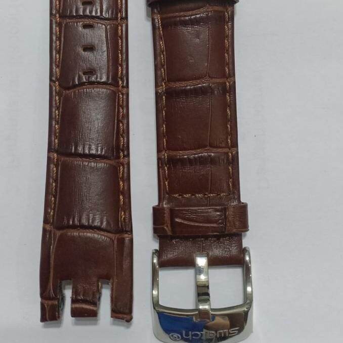 Strap Tali Jam Kulit Swatch Irony Croco Ukuran 19mm Tali Kulit Jam