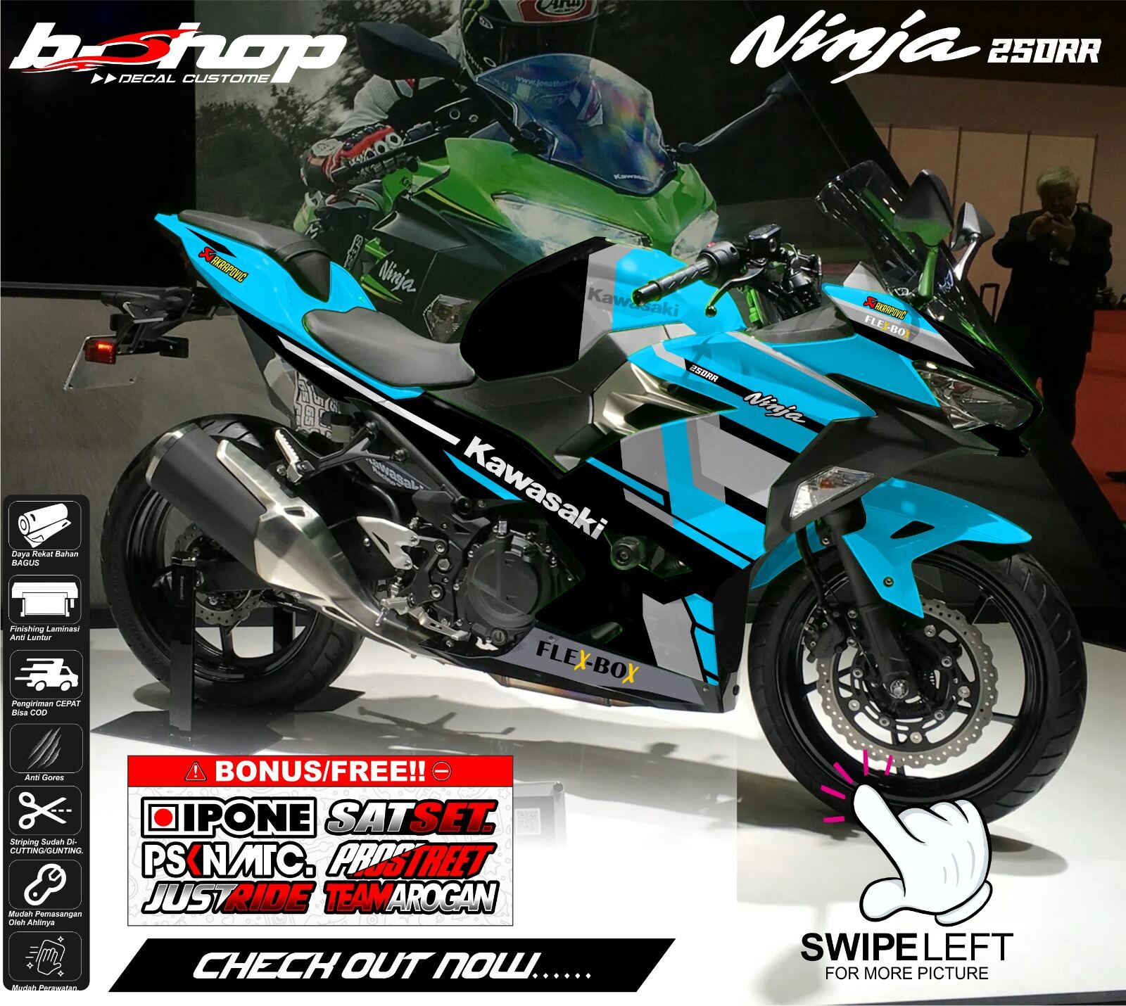 stiker decal motor ninja 250rr stiker full body variasi pilihan warna
