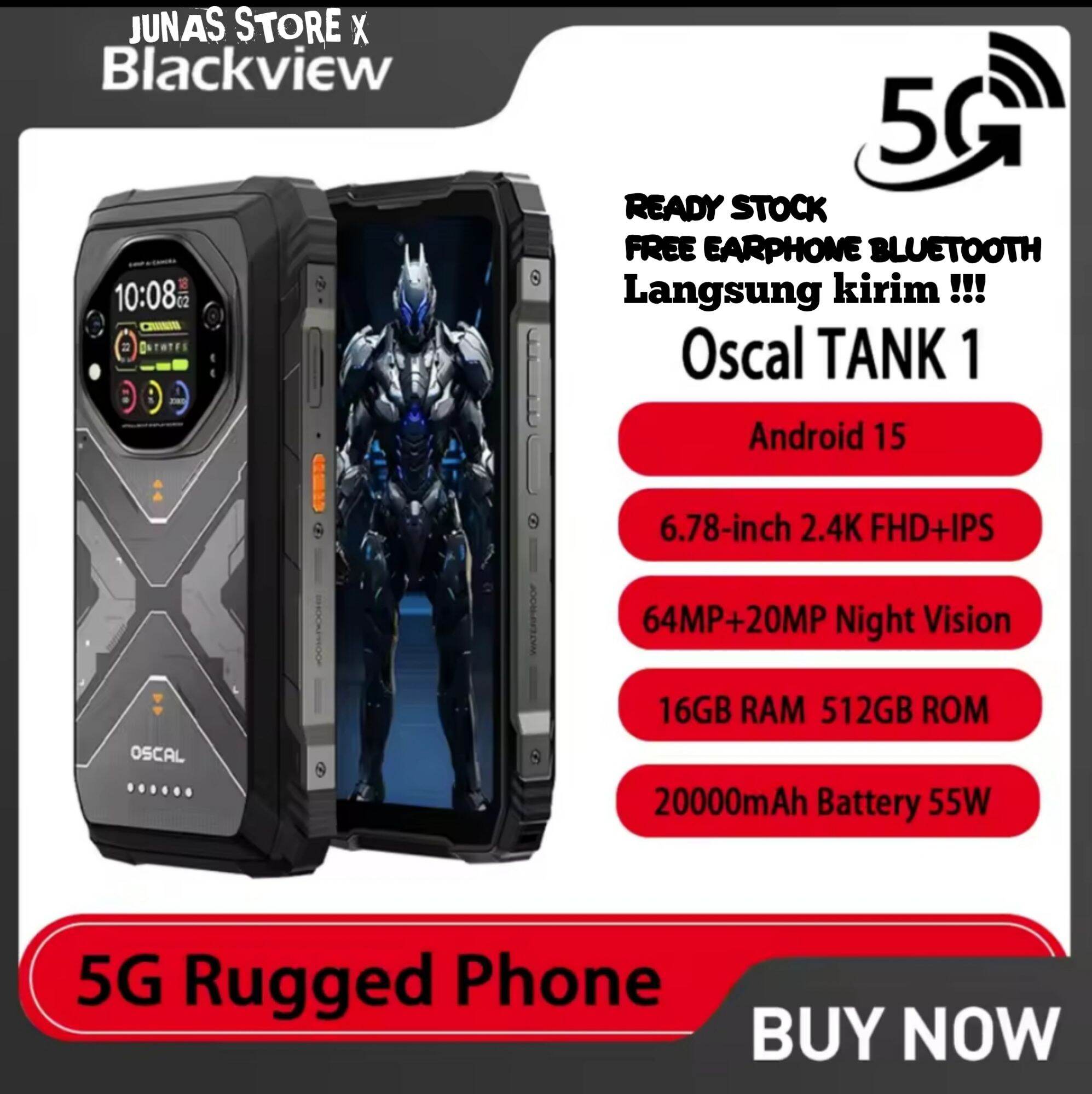 Blackviw Oscal Tank 1 16/512Gb Nfc 5g 20,000Mah Waterproof Harga 6,899,000 rupiah*Gratis Ongkir