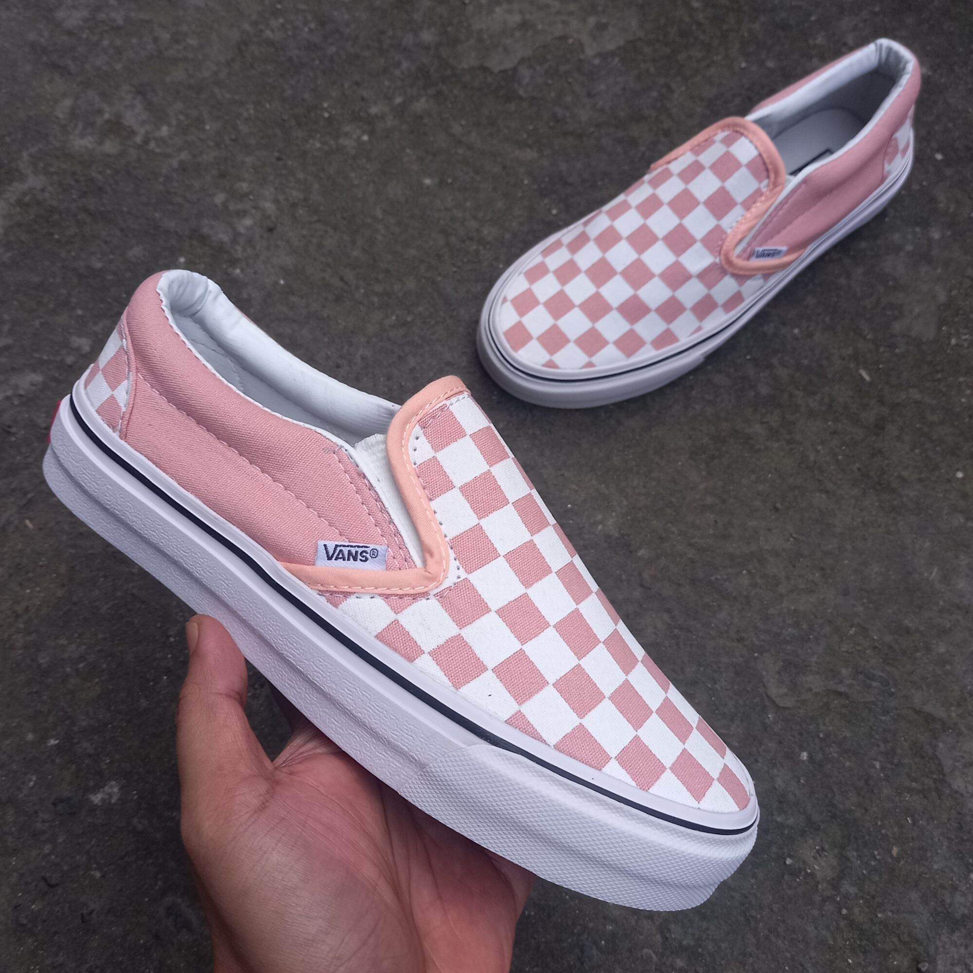 blushing bride checkerboard vans