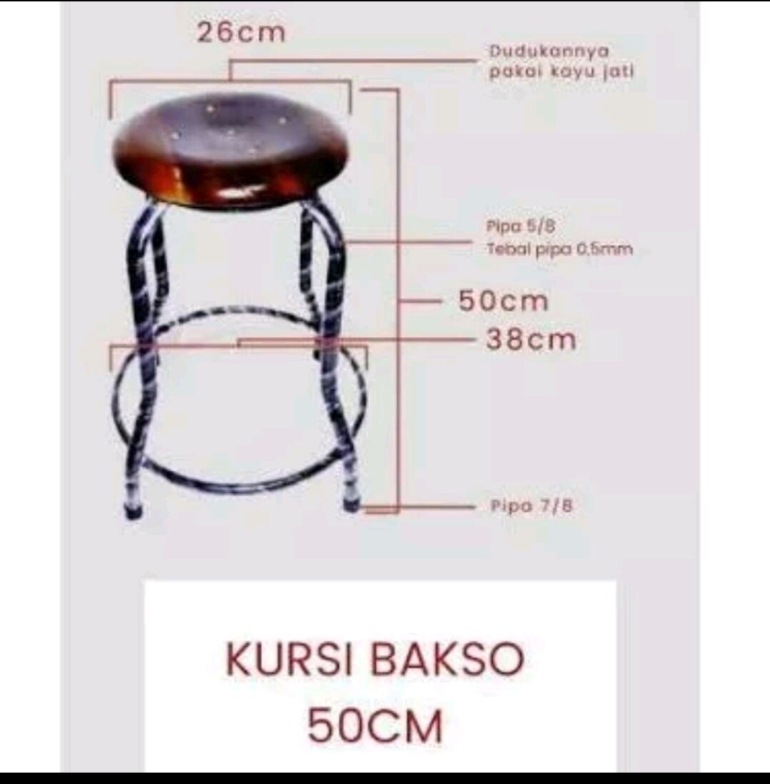 Kursi bakso T50 cm/ T75 cm /T25cm/kursi besi / bangku cafe / kursi kayu / kursi murah Harga 46,000 rupiah*Gratis Ongkir