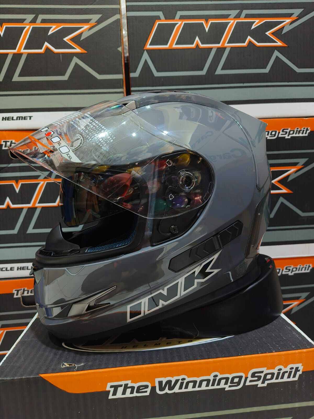 HELM FULLFACE DOUBLE VISOR INK STEALTH SOLID Harga 550,000 rupiah*Gratis Ongkir