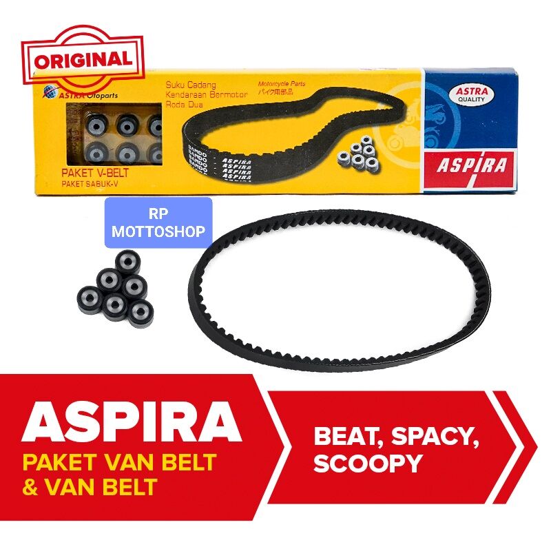 Vbelt Beat Karbu Scoopy Karbu Spacy Karbu Vanbelt set KVY Asli Merk ASPIRA Harga 95,500 rupiah*Gratis Ongkir